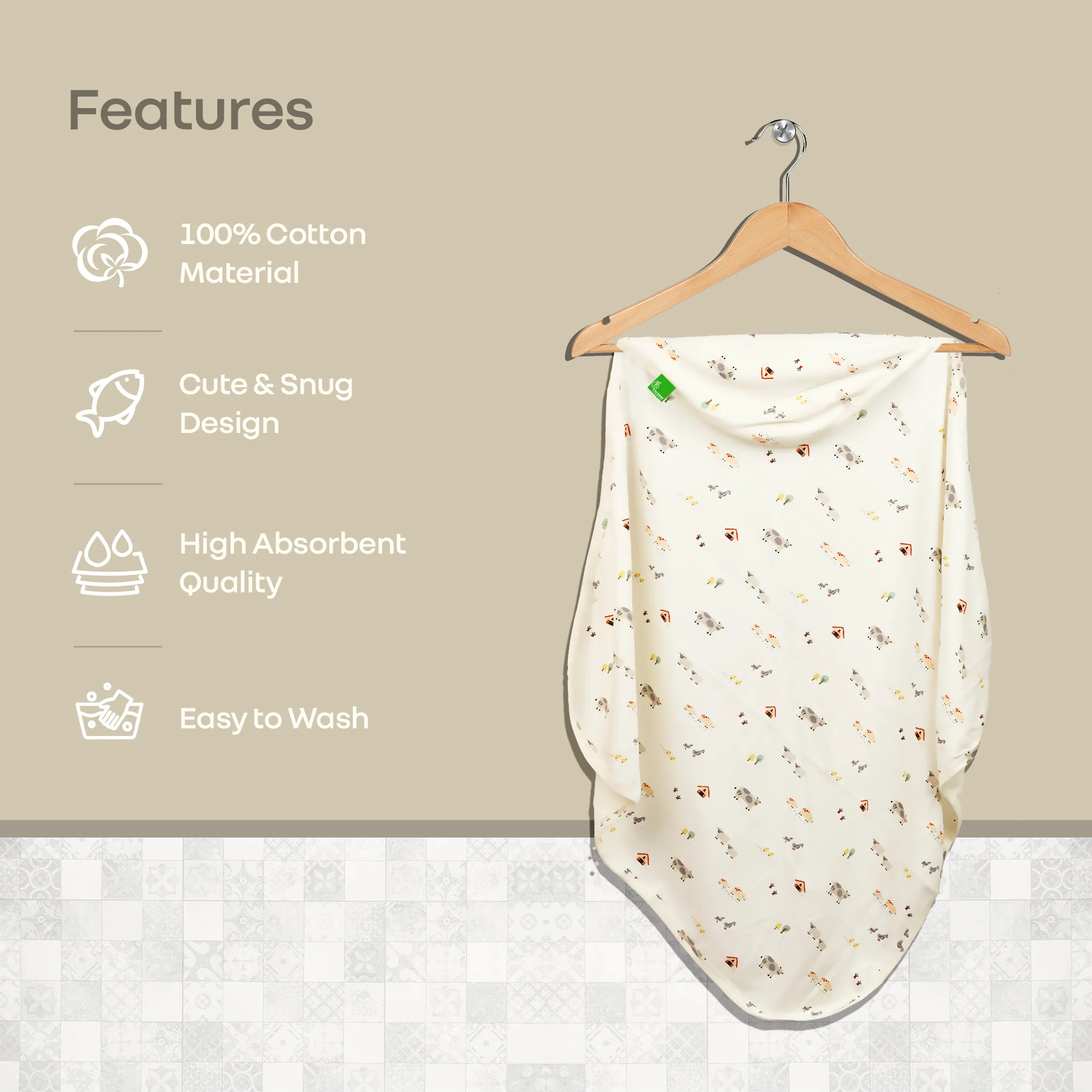 Softkins Baby Hooded Knit Towel with 100% Natural Cotton, Soft & Quick Dry - Image 8