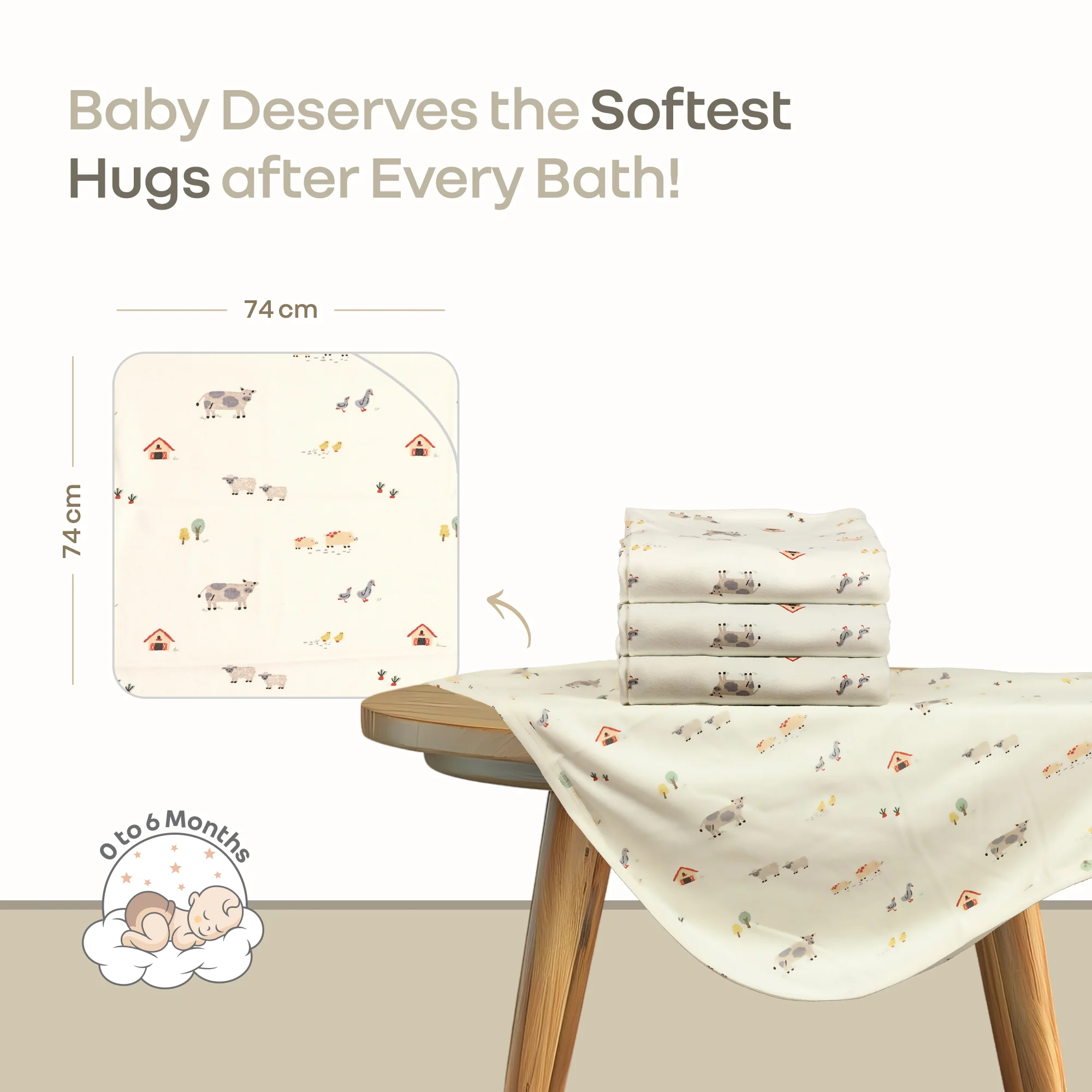 Softkins Baby Hooded Knit Towel with 100% Natural Cotton, Soft & Quick Dry - Image 9
