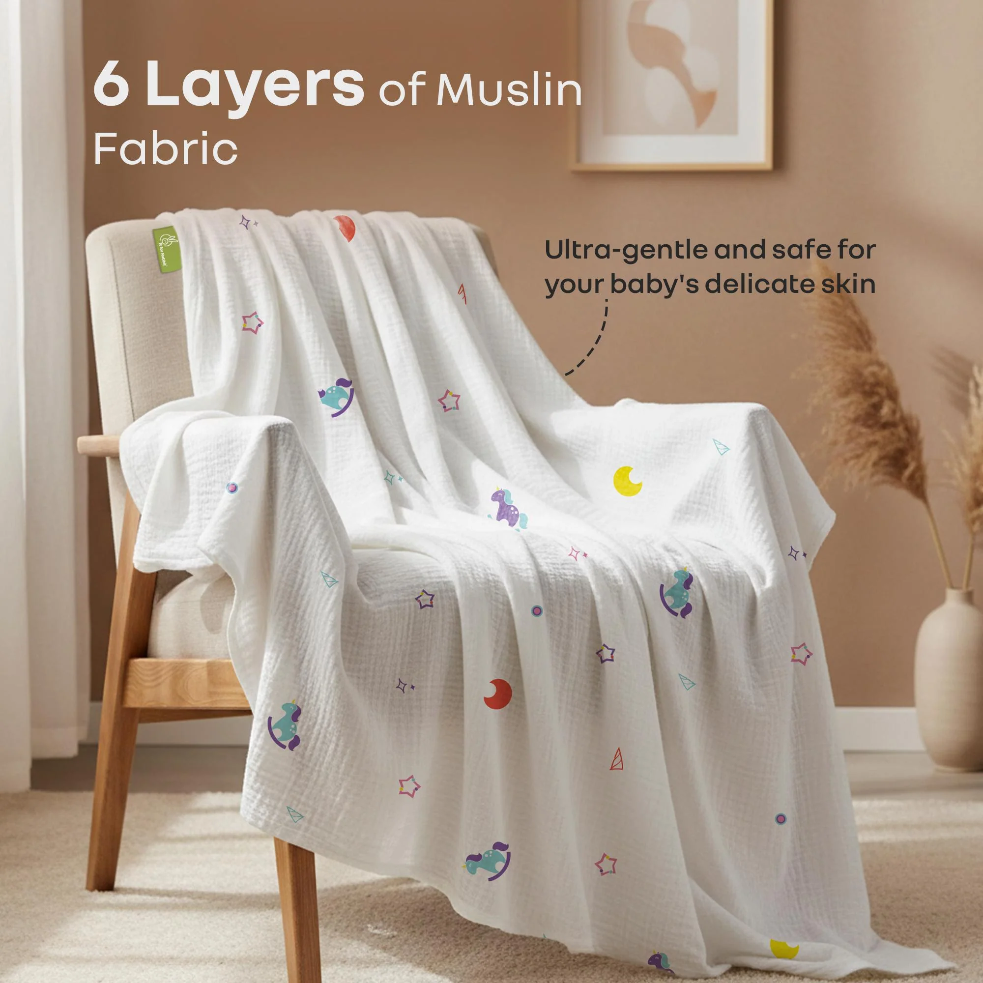 Softkins Muslin Baby Blanket With 6 Layers - Newborn Swaddle & All Season Blanket - Image 10