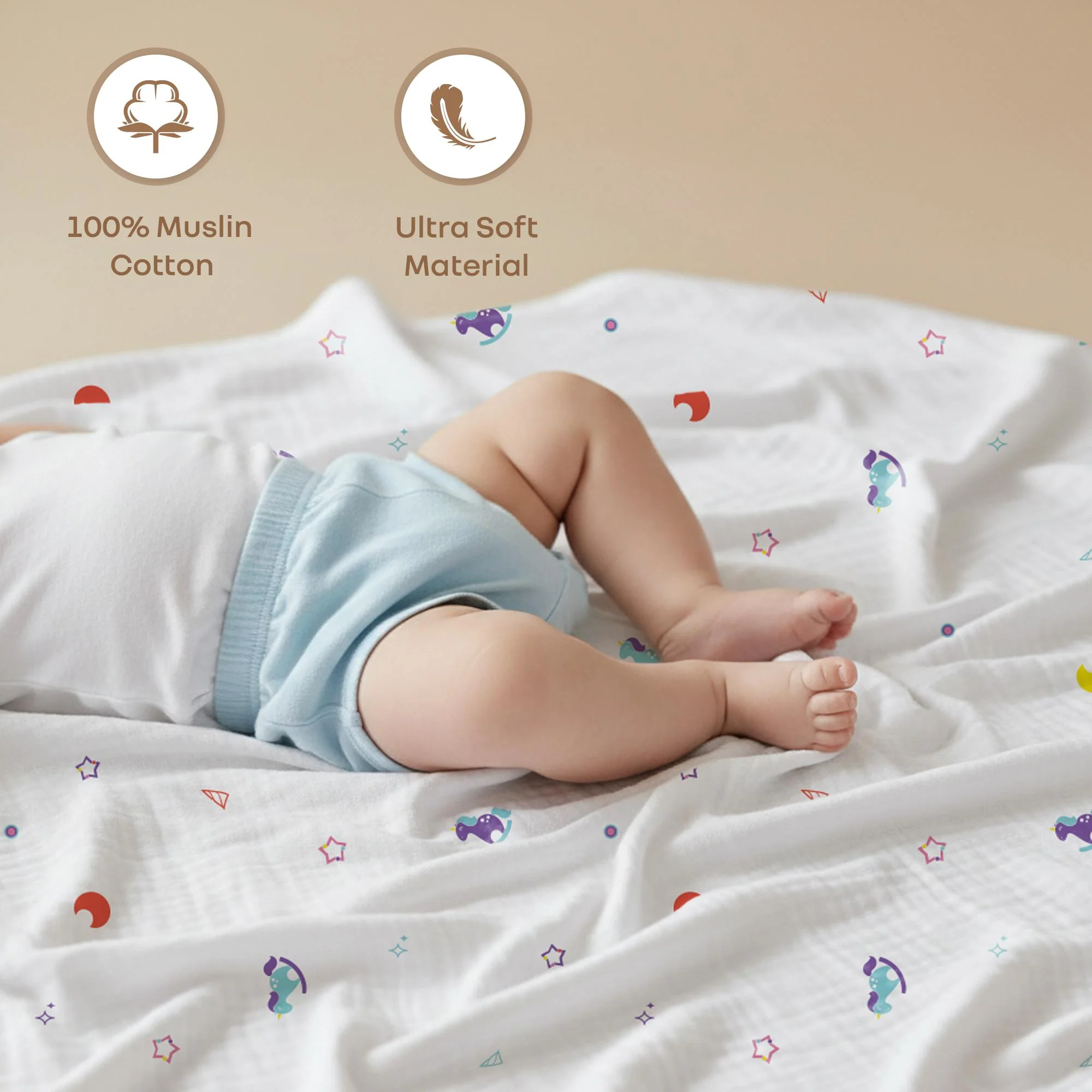 Softkins Muslin Baby Blanket With 6 Layers - Newborn Swaddle & All Season Blanket - Image 11