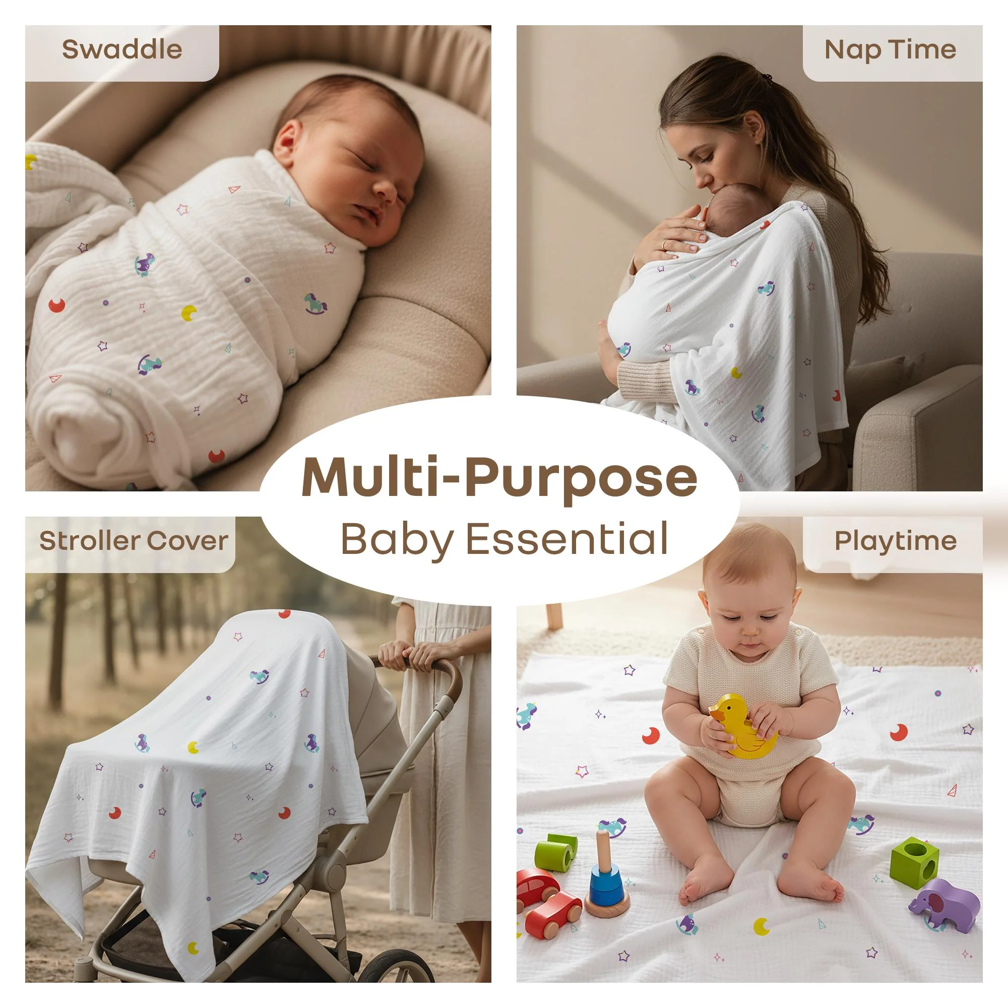 Softkins Muslin Baby Blanket With 6 Layers - Newborn Swaddle & All Season Blanket - Image 13