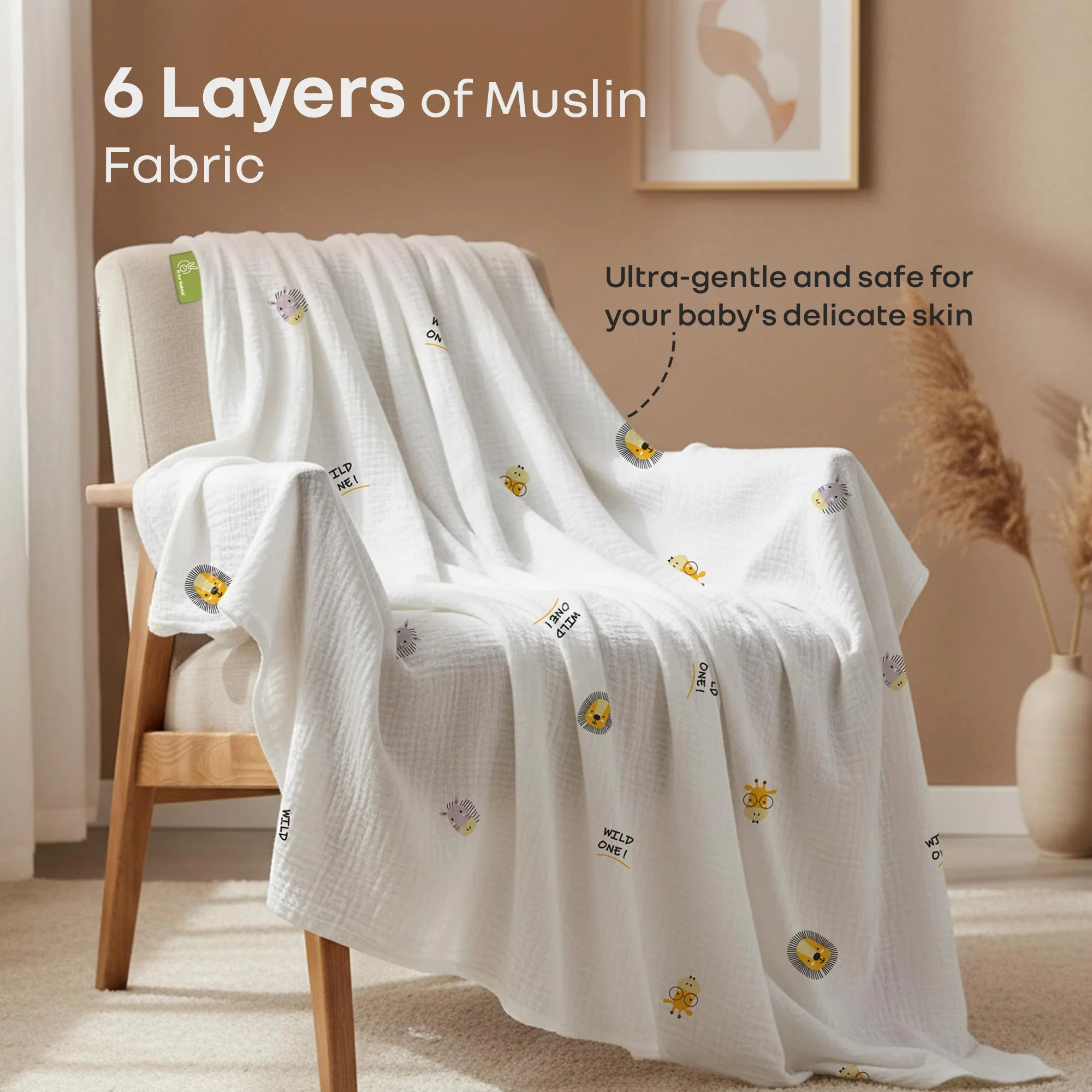 Softkins Muslin Baby Blanket With 6 Layers - Newborn Swaddle & All Season Blanket - Image 2