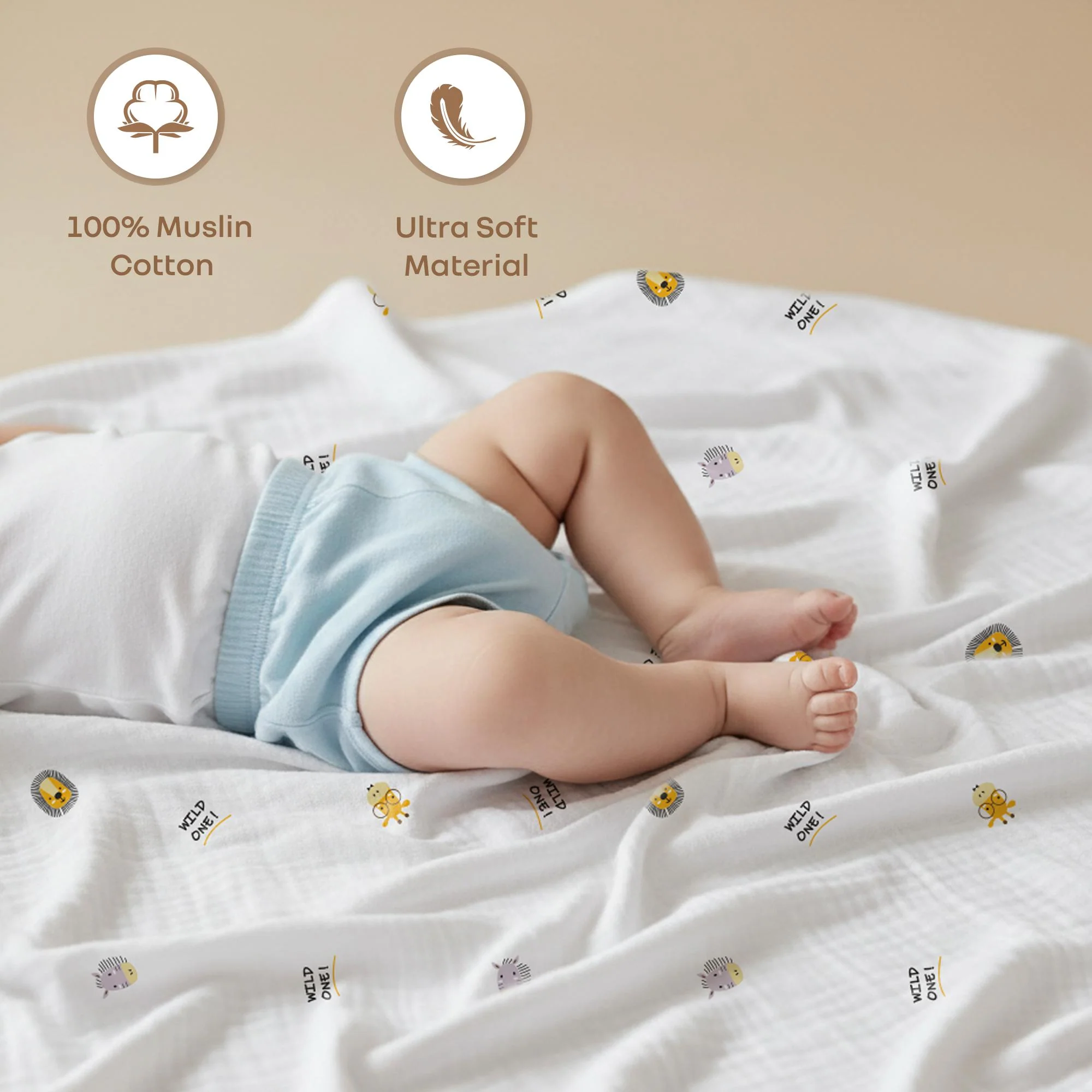 Softkins Muslin Baby Blanket With 6 Layers - Newborn Swaddle & All Season Blanket - Image 3