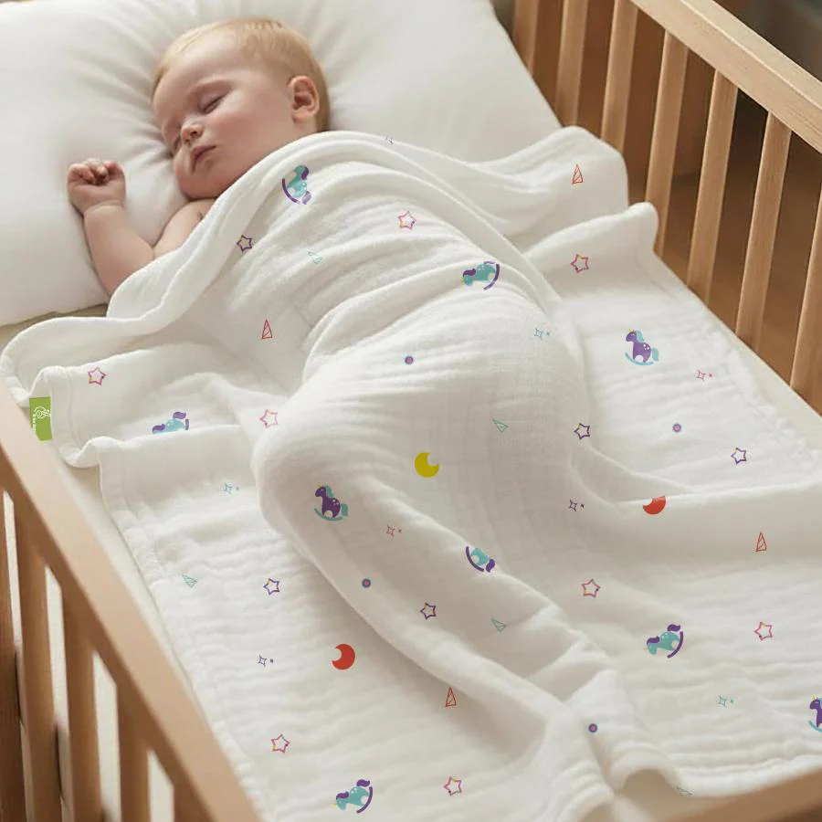 Softkins Muslin Baby Blanket With 6 Layers - Newborn Swaddle & All Season Blanket - Image 9