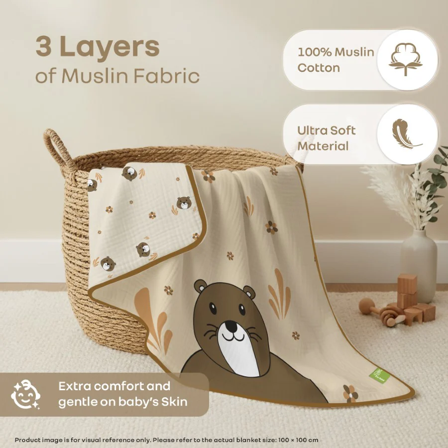 Softkins Muslin Baby Quilt - Breathable Cotton, Lightweight & Multipurpose Baby Blanket - Image 10