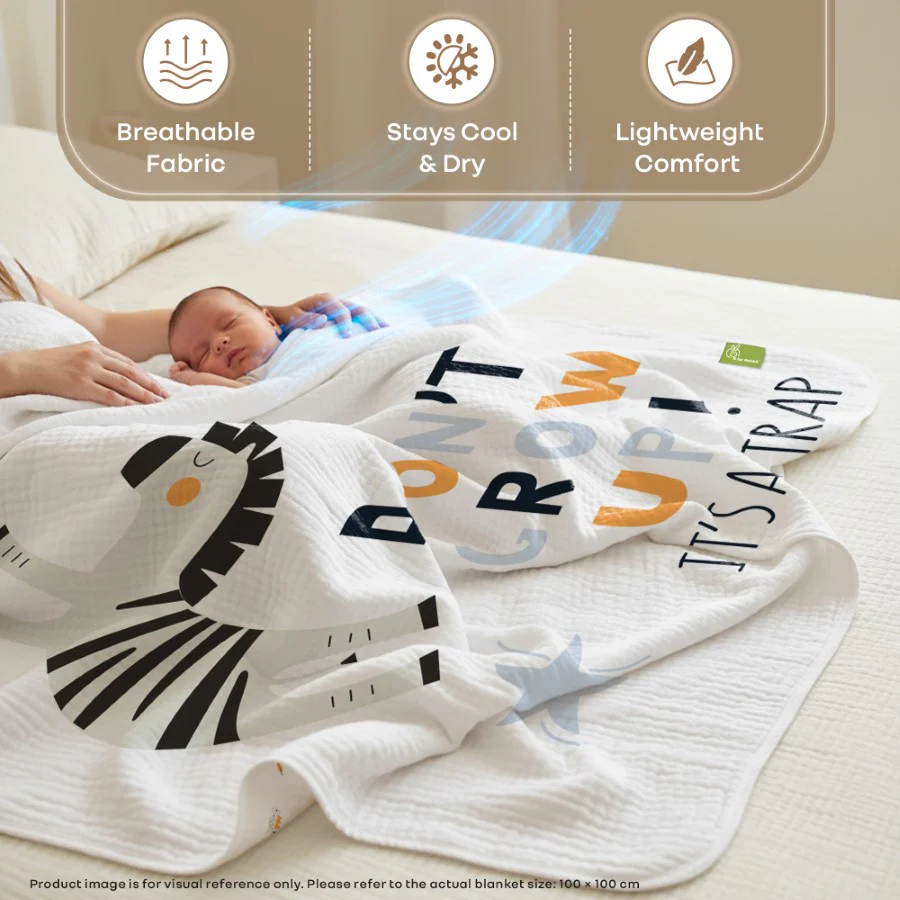 Softkins Muslin Baby Quilt - Breathable Cotton, Lightweight & Multipurpose Baby Blanket - Image 3