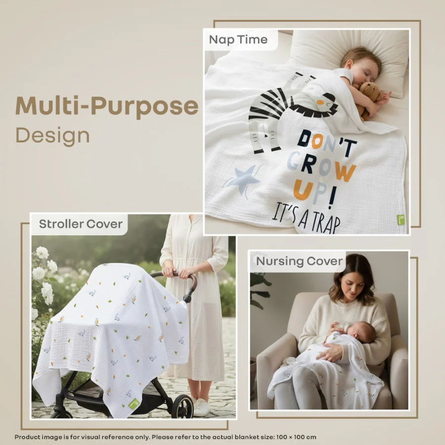 Softkins Muslin Baby Quilt - Breathable Cotton, Lightweight & Multipurpose Baby Blanket - Image 5