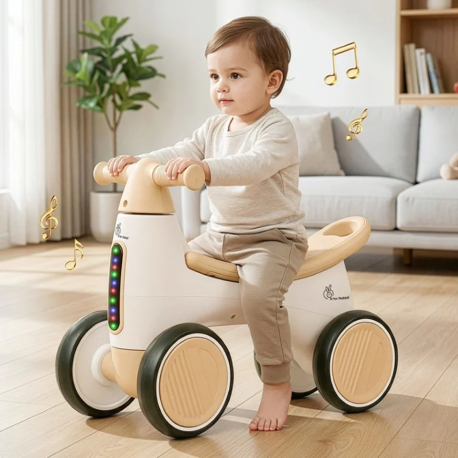 Speedster Glider Baby Ride On Car – Fun Push Ride with Music, LED Lights, Toy Storage & EVA Wheels
