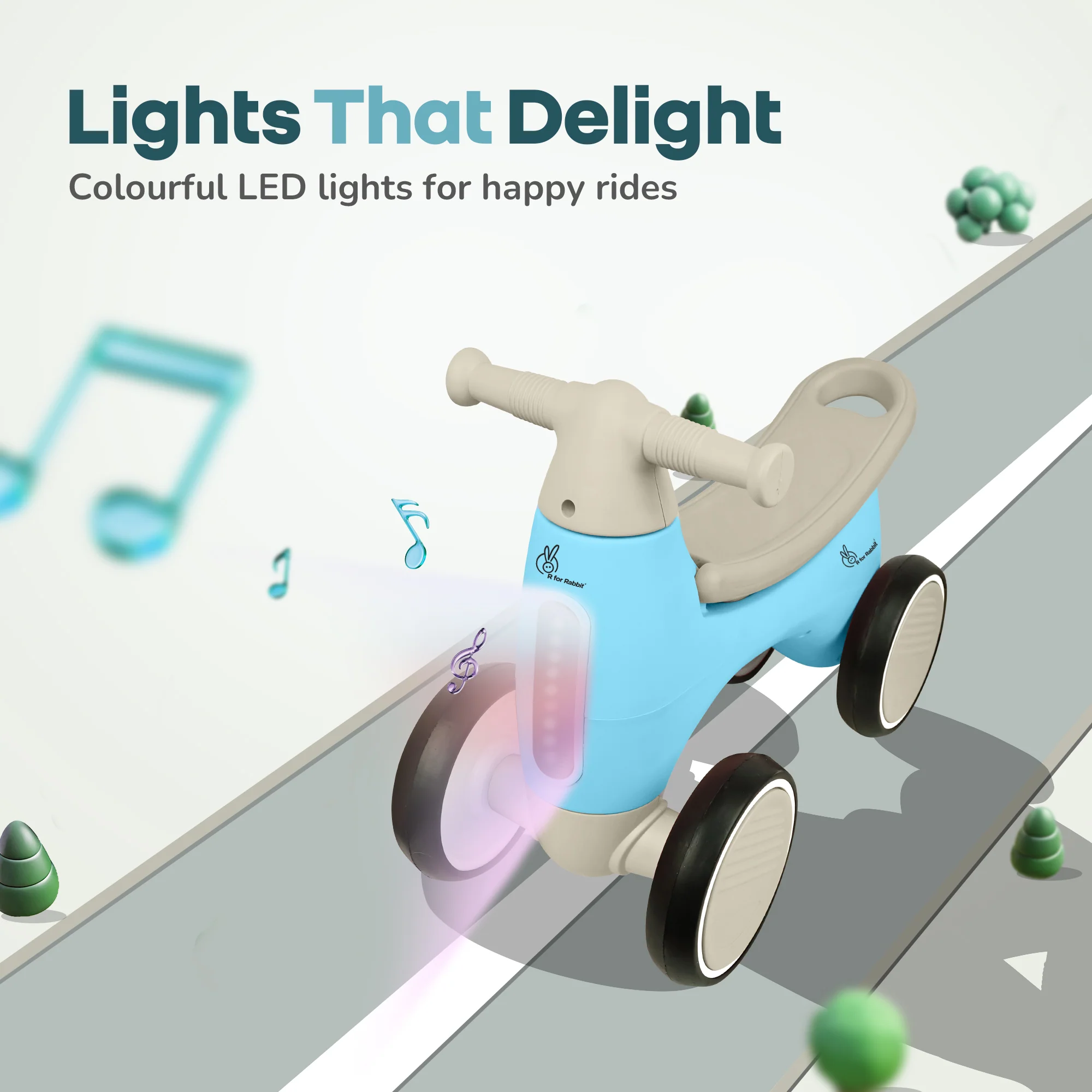 Speedster Glider Baby Ride On Car – Fun Push Ride with Music, LED Lights, Toy Storage & EVA Wheels - Image 11