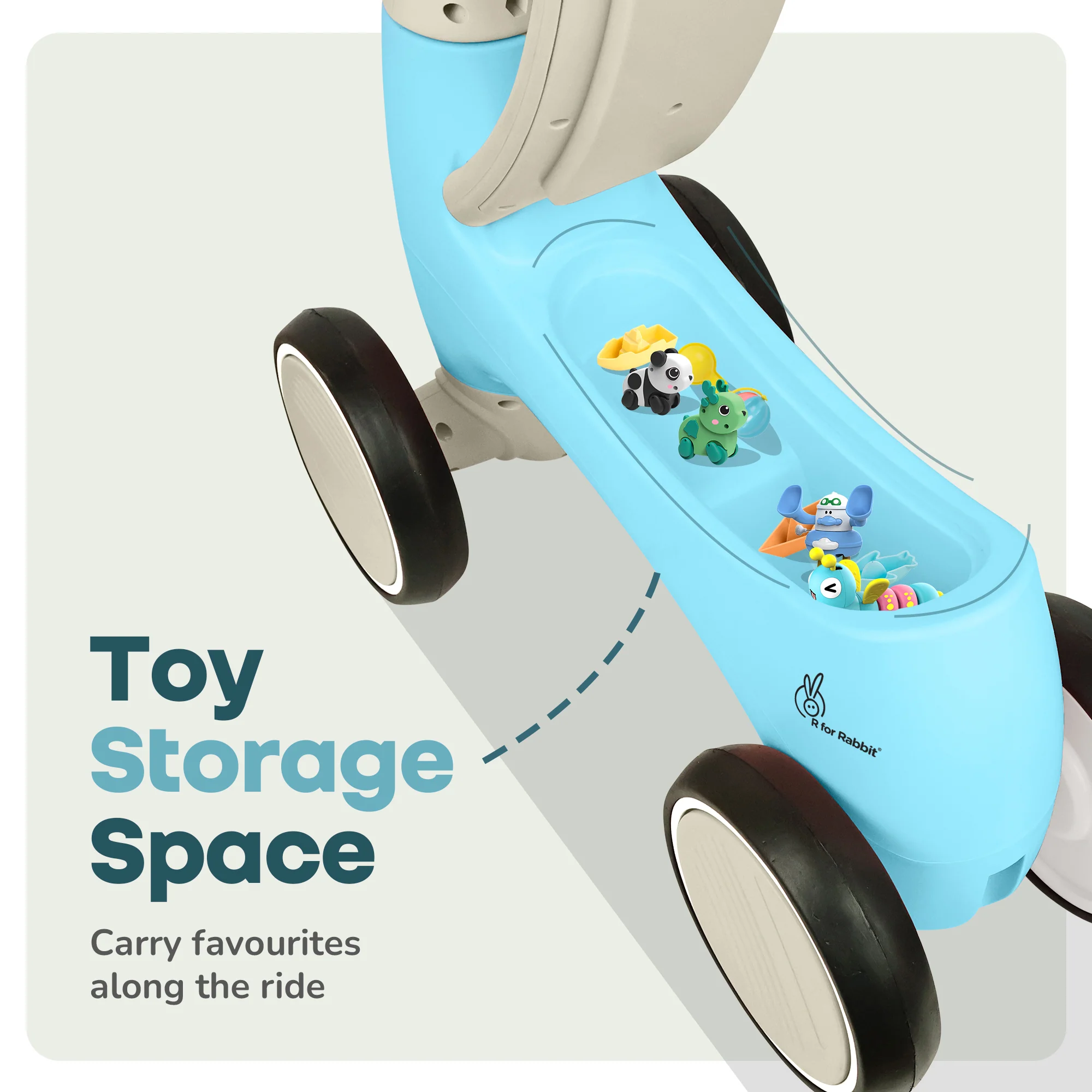 Speedster Glider Baby Ride On Car – Fun Push Ride with Music, LED Lights, Toy Storage & EVA Wheels - Image 15