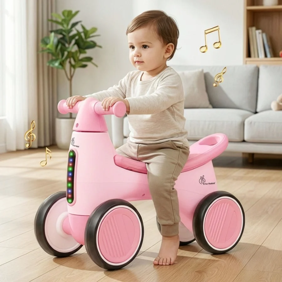 Speedster Glider Baby Ride On Car – Fun Push Ride with Music, LED Lights, Toy Storage & EVA Wheels - Image 17