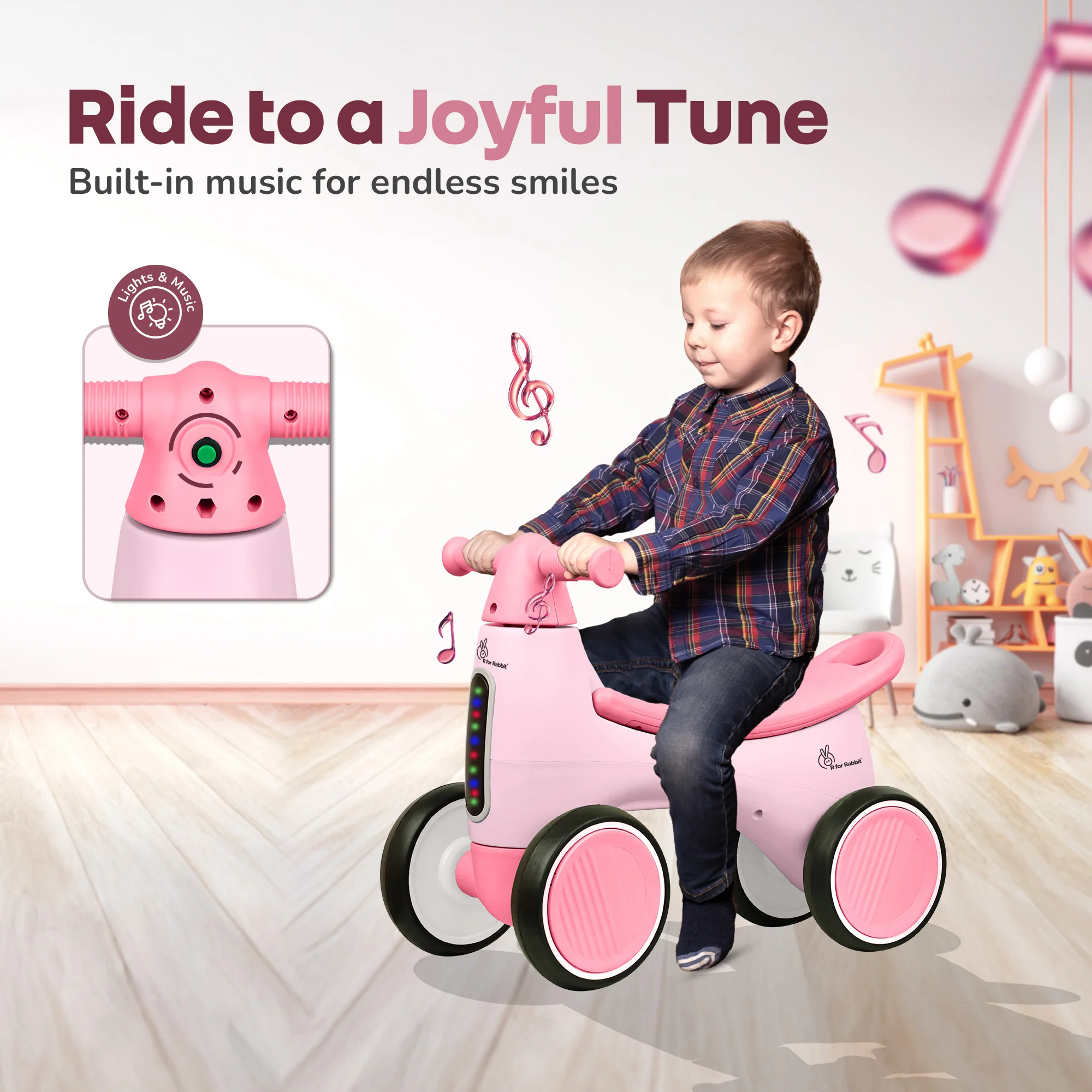 Speedster Glider Baby Ride On Car – Fun Push Ride with Music, LED Lights, Toy Storage & EVA Wheels - Image 20