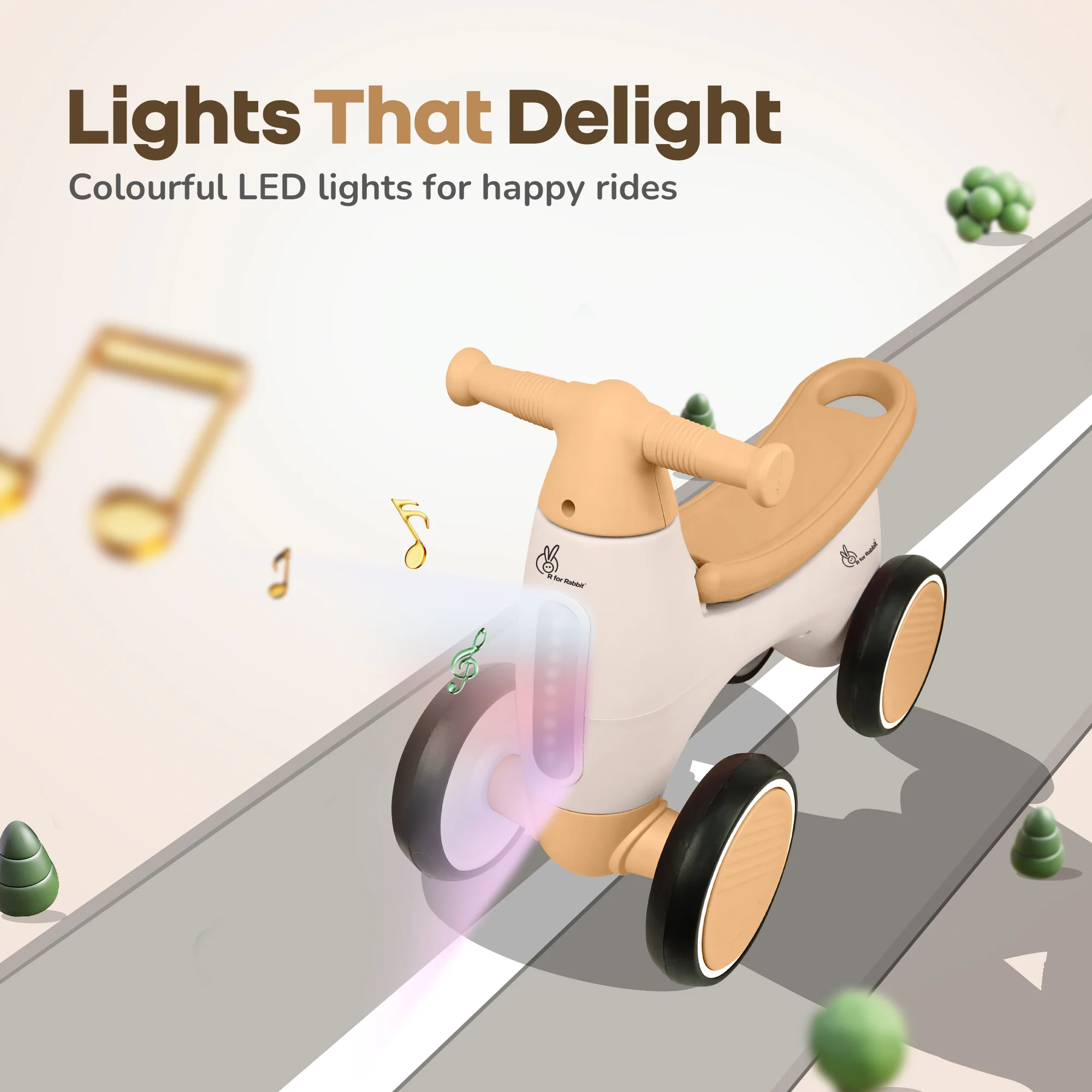 Speedster Glider Baby Ride On Car – Fun Push Ride with Music, LED Lights, Toy Storage & EVA Wheels - Image 3