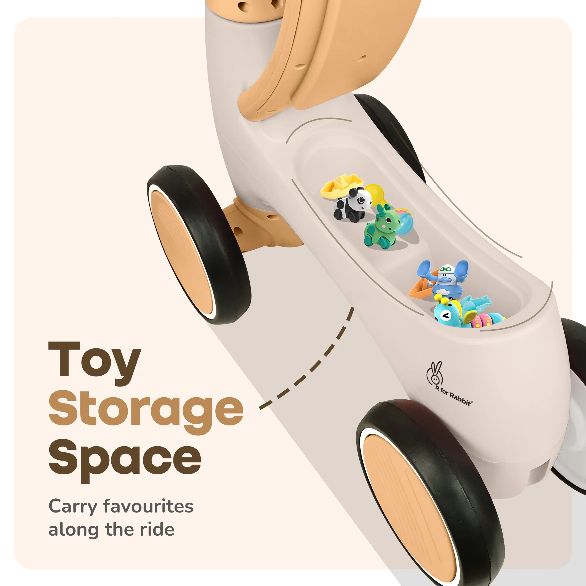 Speedster Glider Baby Ride On Car – Fun Push Ride with Music, LED Lights, Toy Storage & EVA Wheels - Image 7