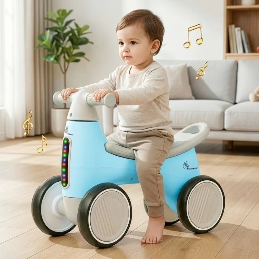 Speedster Glider Baby Ride On Car – Fun Push Ride with Music, LED Lights, Toy Storage & EVA Wheels - Image 9