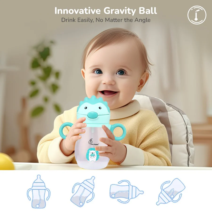 Spikey Baby Straw Sipper Bottle 320ml With Soft Silicone Straw and Leak Proof - Image 3