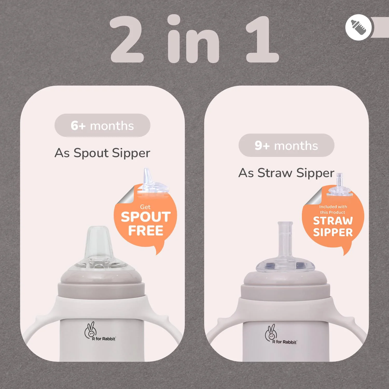 Steebo Tiny Tales 2 in 1 Spout and Straw Sipper Stainless Steel Bottle For Kids 270ml - Image 2