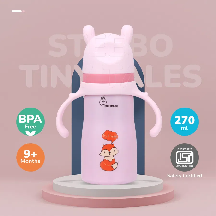 Steebo Tiny Tales 2 in 1 Spout and Straw Sipper Stainless Steel Bottle For Kids 270ml - Image 22