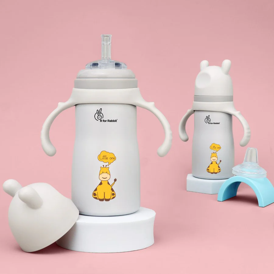 Steebo Tiny Tales Spout and Straw Sipper SS Bottle 270ml Personalized Name