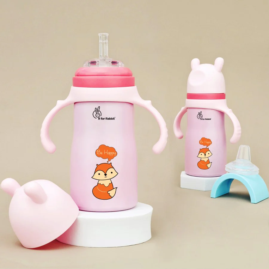 Steebo Tiny Tales Spout and Straw Sipper SS Bottle 270ml Personalized Name - Image 17