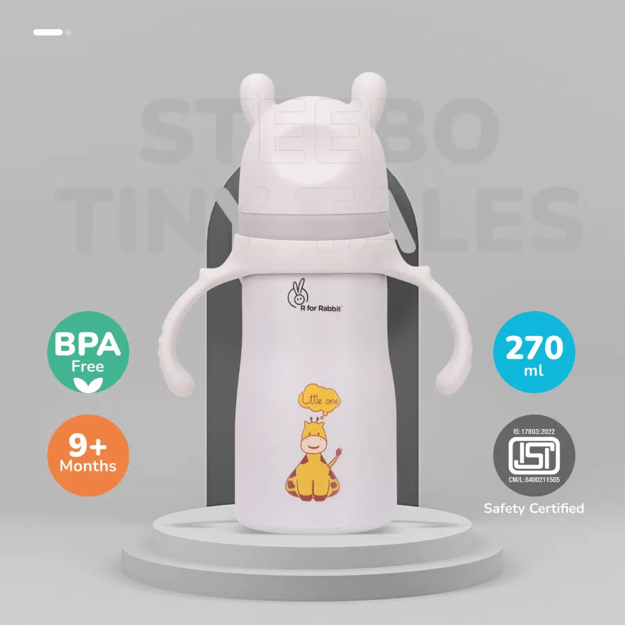 Steebo Tiny Tales Spout and Straw Sipper SS Bottle 270ml Personalized Name - Image 6