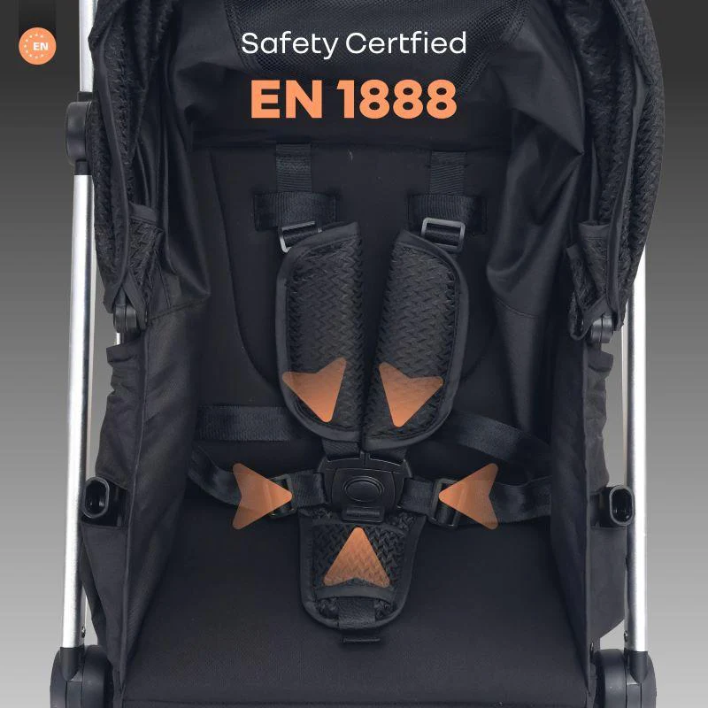 Street Smart 360 Baby Stroller With Personalized Name Plate - Pure Black - Image 6