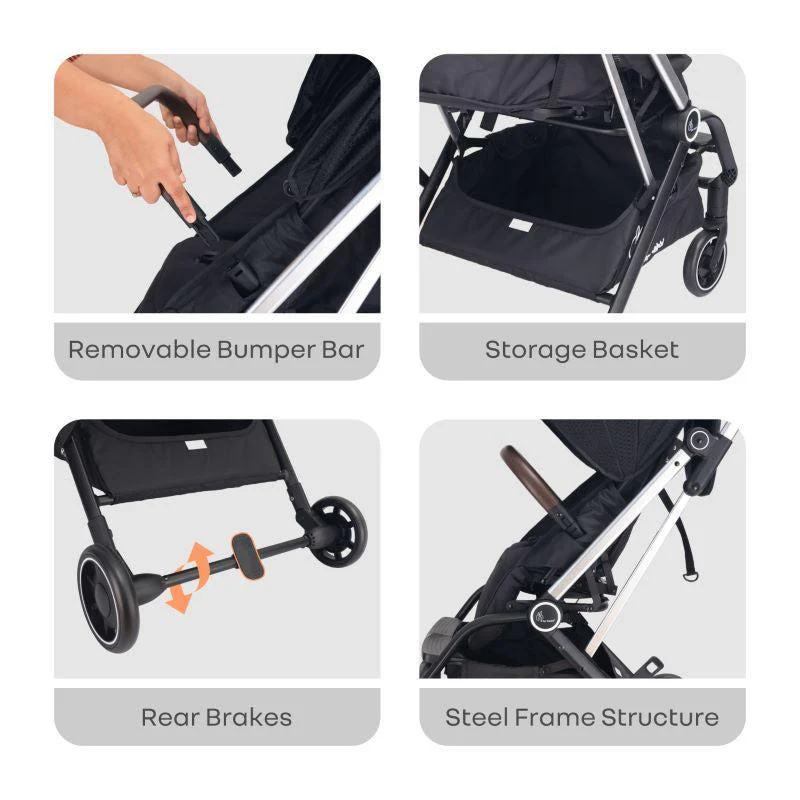 Street Smart 360 Baby Stroller With Personalized Name Plate - Pure Black - Image 7