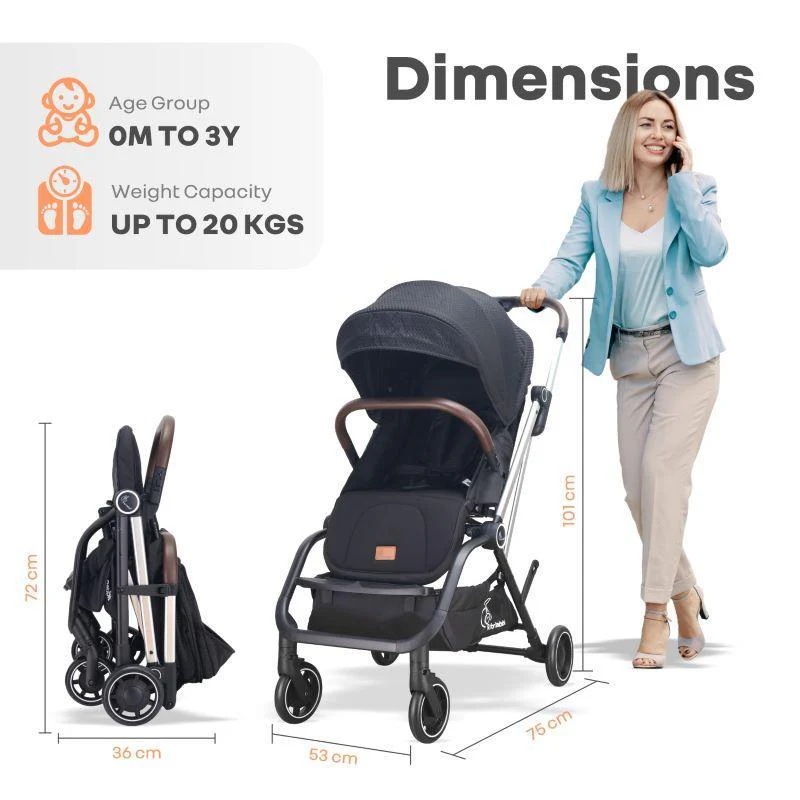 Street Smart 360 Baby Stroller With Personalized Name Plate - Pure Black - Image 9