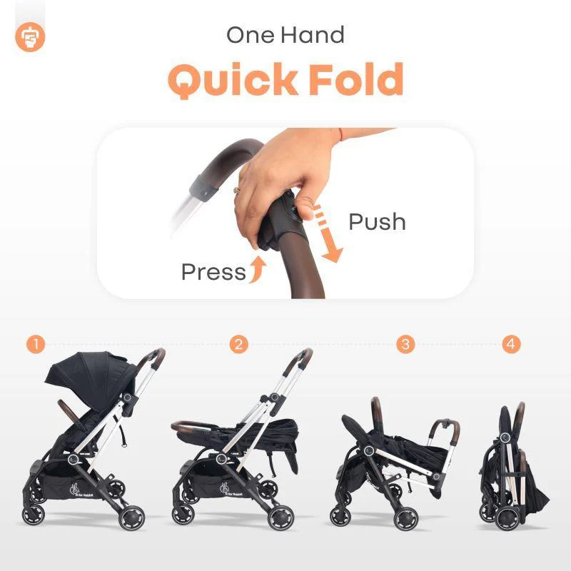 Street Smart 360-degree Rotatable Kids Stroller - Pure Black - Image 3