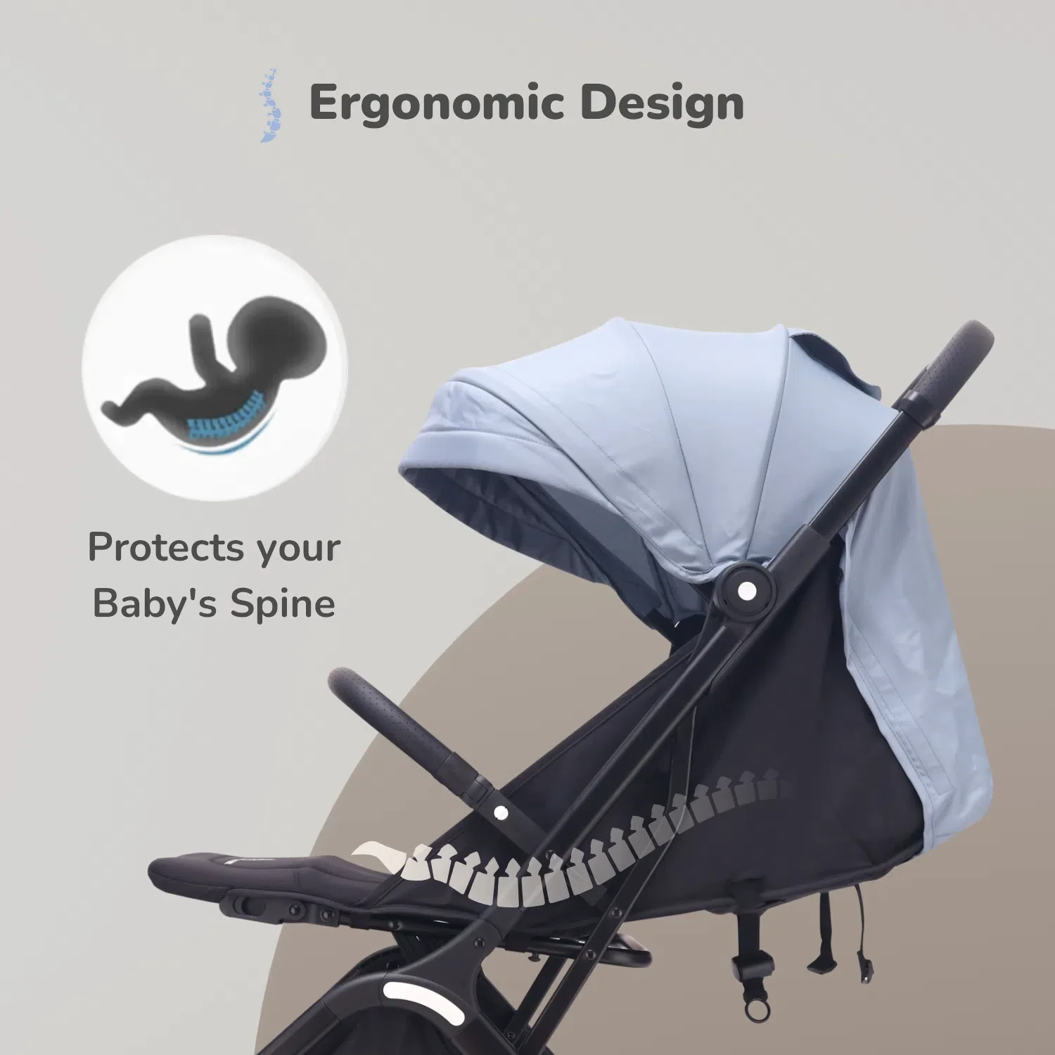 Street Smart Ace Auto Fold Kids Stroller - Blue Black - Image 7