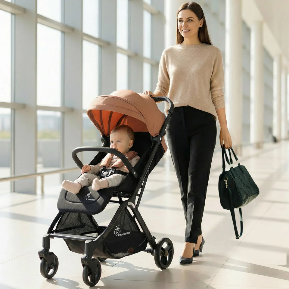 Street Smart Ace Auto Fold Kids Stroller With Personalized Name Plate - Peach Black - Image 5