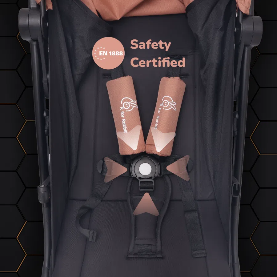 Street Smart Ace Auto Fold Kids Stroller - Peach Black - Image 6