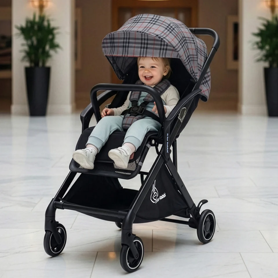 Street Smart Aero Baby Stroller With Personalized Name Plate - Grey Stripes