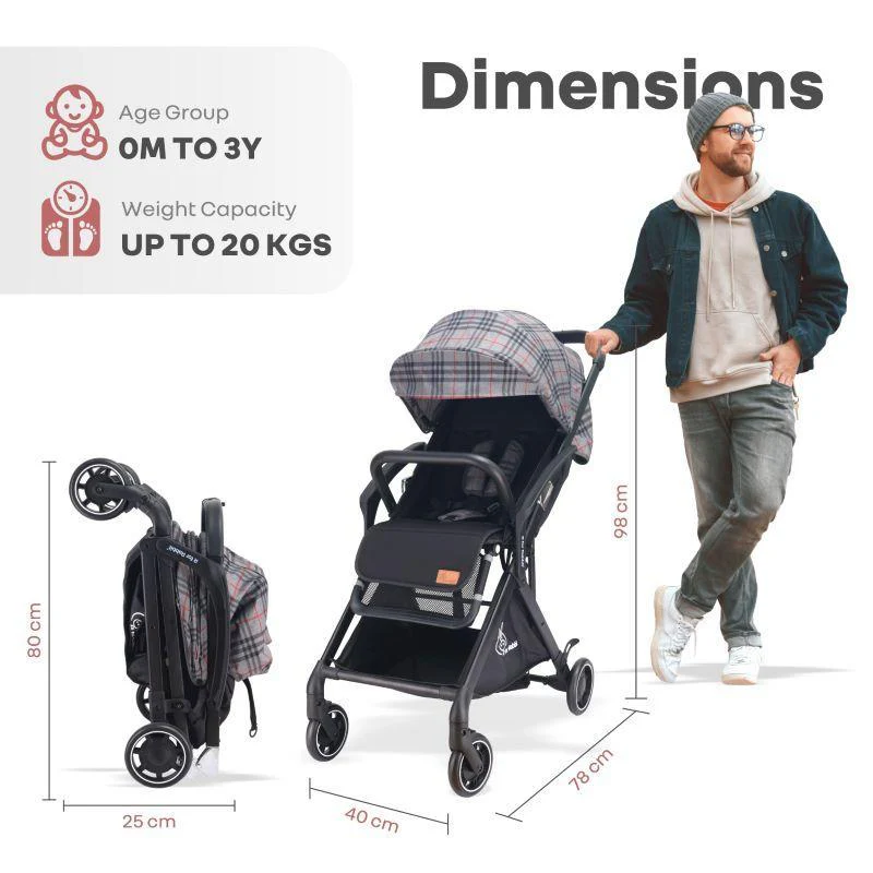 Street Smart Aero Baby Stroller With Personalized Name Plate - Grey Stripes - Image 10