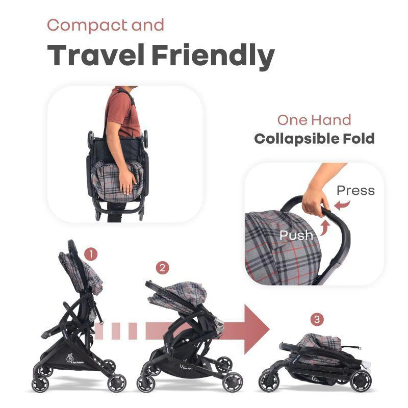 Street Smart Aero Baby Stroller With Personalized Name Plate - Grey Stripes - Image 3
