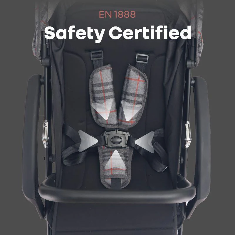Street Smart Aero Baby Stroller With Personalized Name Plate - Grey Stripes - Image 6
