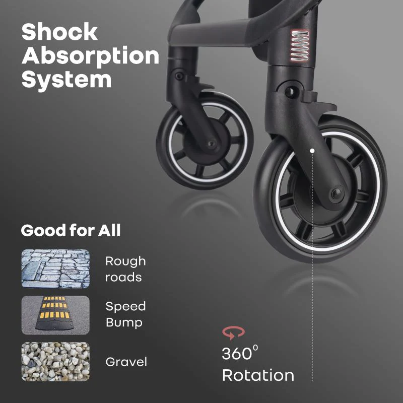 Street Smart Aero Kids Stroller - Grey Stripes - Image 3