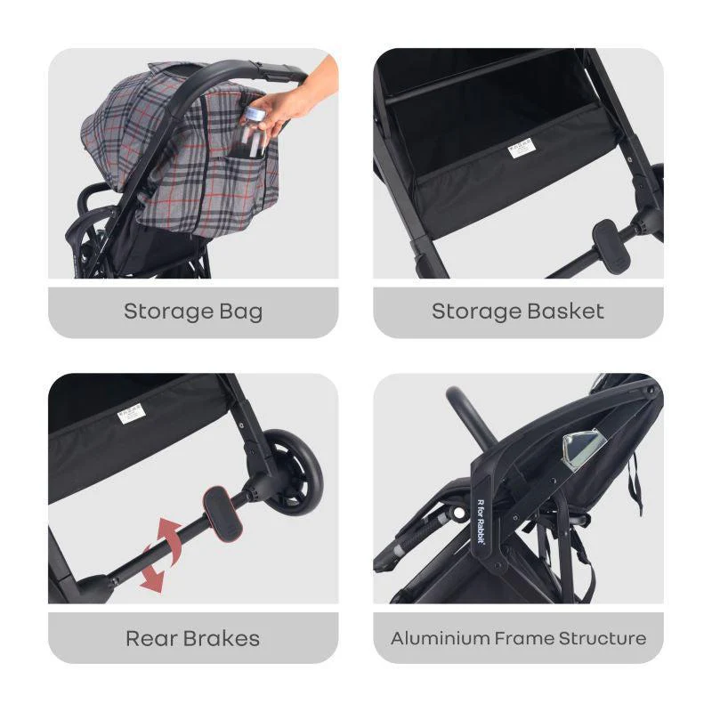 Street Smart Aero Kids Stroller - Grey Stripes - Image 7