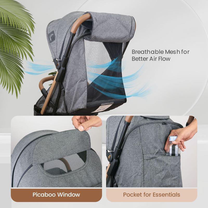 Street Smart Auto Fold Stroller for Kids With Personalized Name Plate - Ash Grey - Image 5
