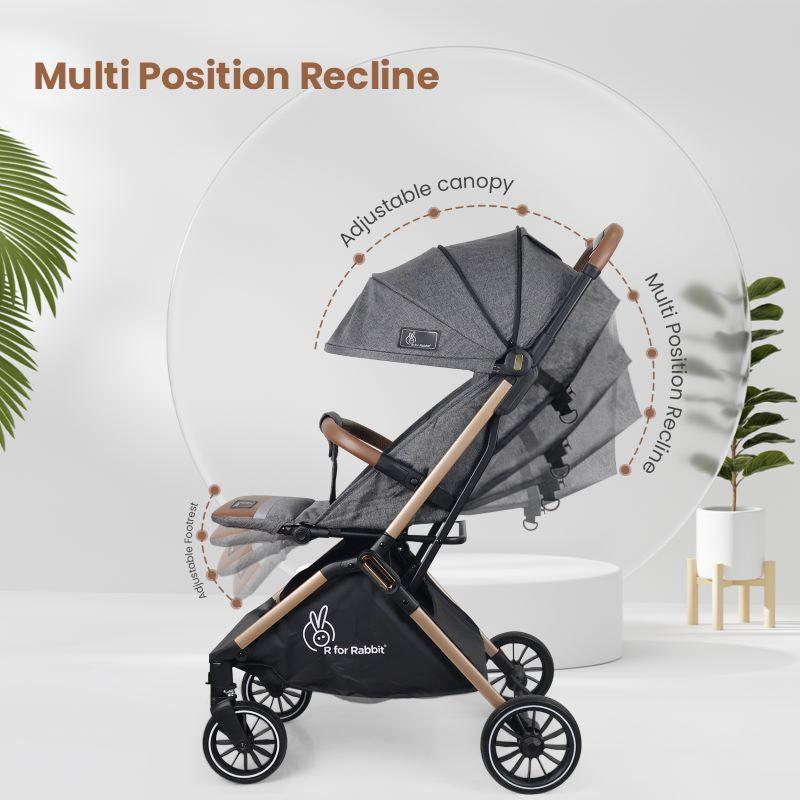 Street Smart Auto Fold Stroller for Kids With Personalized Name Plate - Ash Grey - Image 7