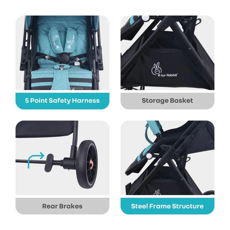 Street Smart Nova Super Comfy Travel Friendly Kids Stroller - Green Black - Image 7