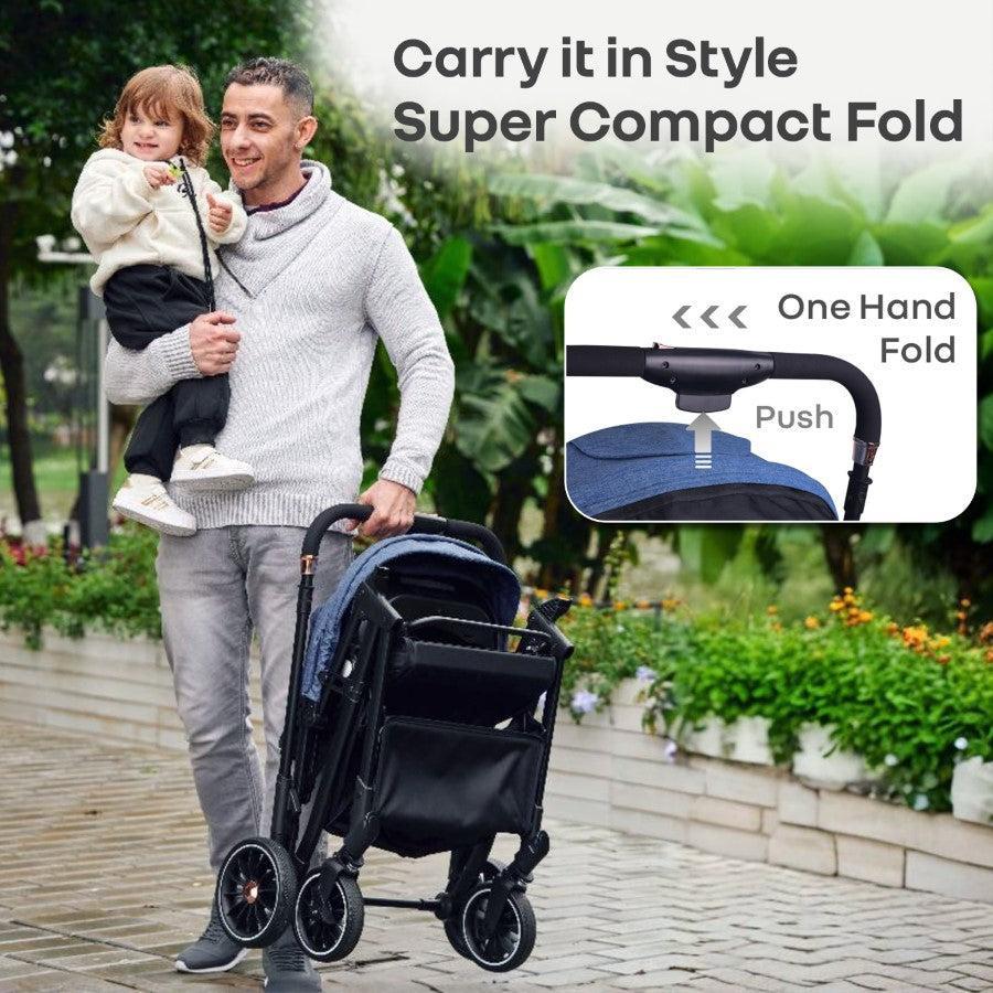 Street Smart Nova Baby Stroller With Personalized Name Plate - Blue Black - Image 5