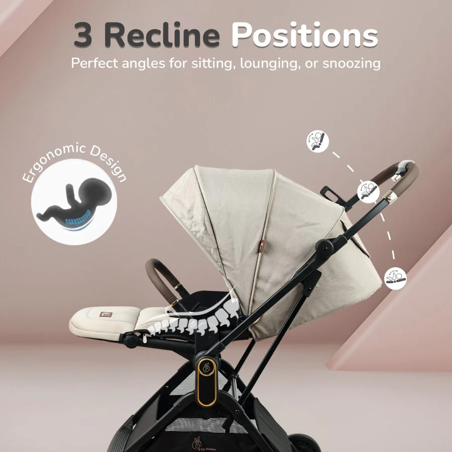 Street Smart Regal Baby Stroller With Personalized Name Plate - Beige - Image 4