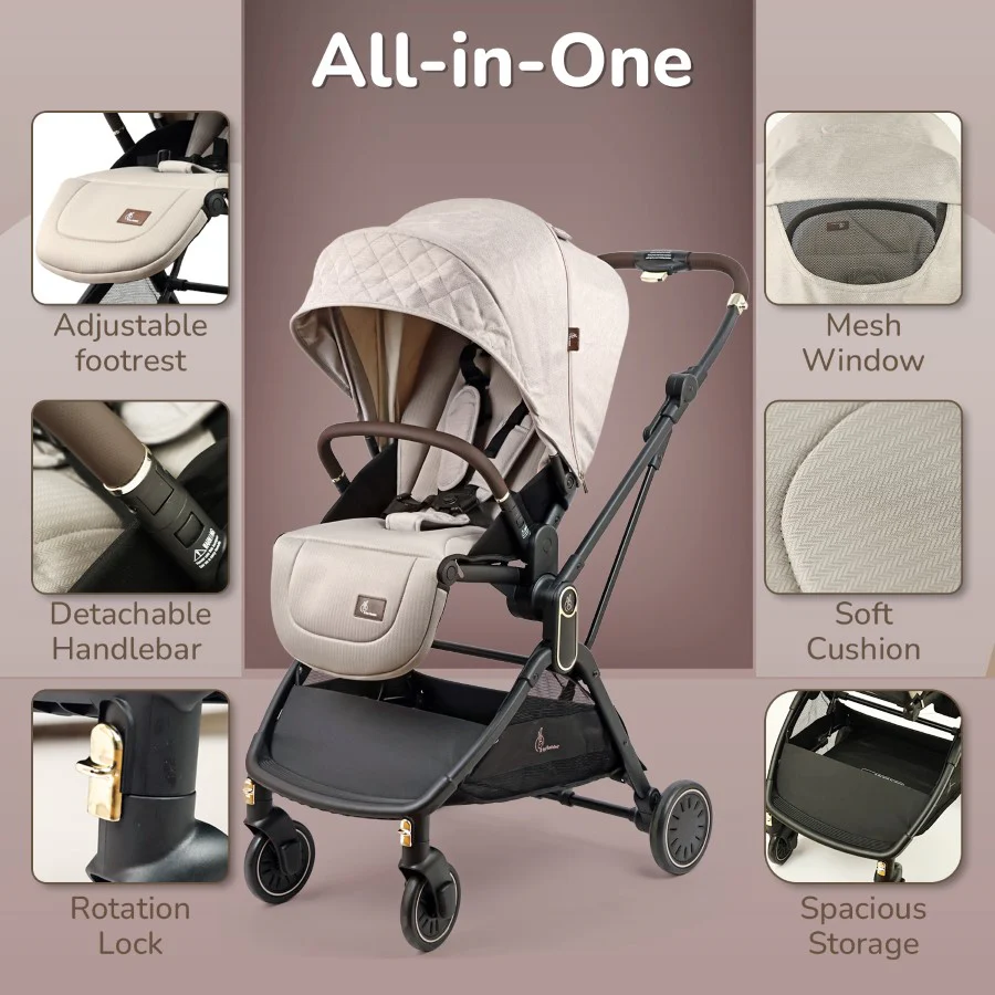 Street Smart Regal Baby Stroller With Personalized Name Plate - Beige - Image 6