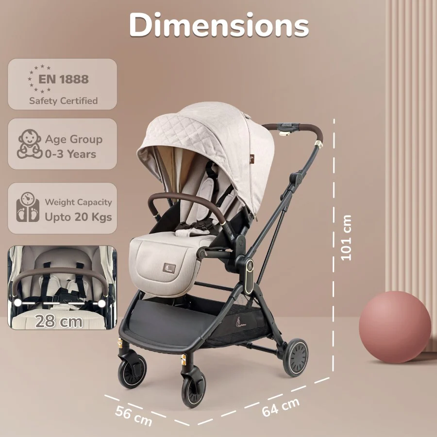 Street Smart Regal Baby Stroller With Personalized Name Plate - Beige - Image 9