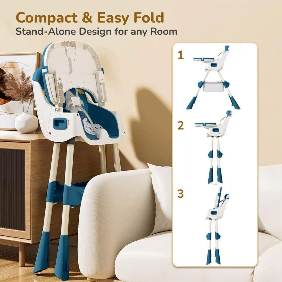Sugar Doodle Plus High Chair For Kids 3-in-1 Convertible Design - Indigo Dye - Image 4