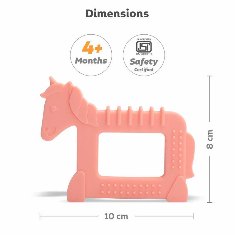 Tiny Bites Safari – Cute Baby Silicone Teether - Elephant Blue + Horse Orange - Image 7