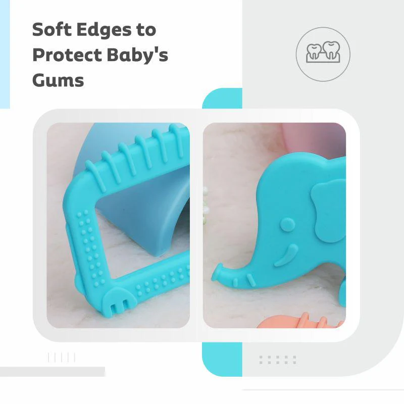 Tiny Bites Safari – Cute Baby Silicone Teether - Elephant - Image 6