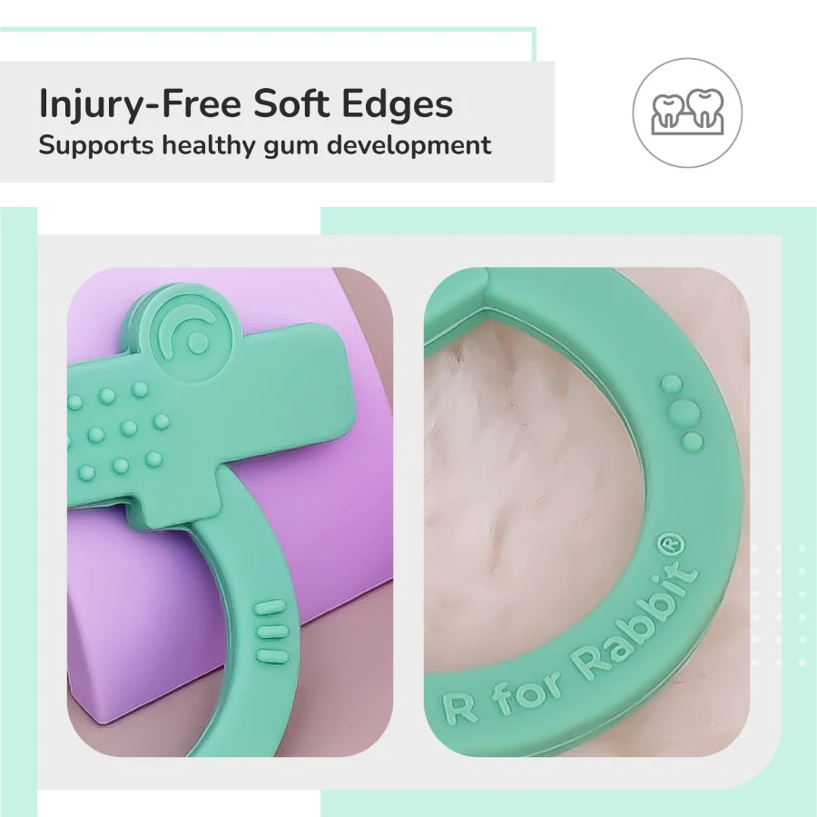 Tiny Bites Zoobie Baby Silicone Teethers Pack of 1 Crocodile, Rabbit, and Elephant - Image 10