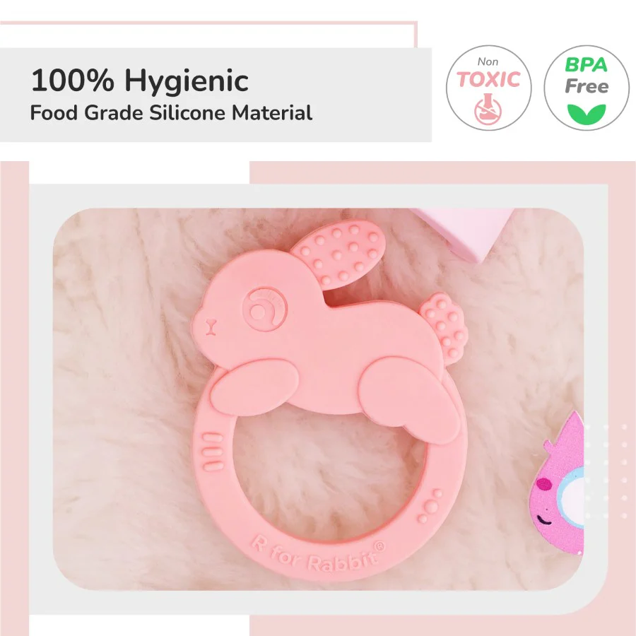 Tiny Bites Zoobie Baby Silicone Teethers Pack of 1 Crocodile, Rabbit, and Elephant - Image 14